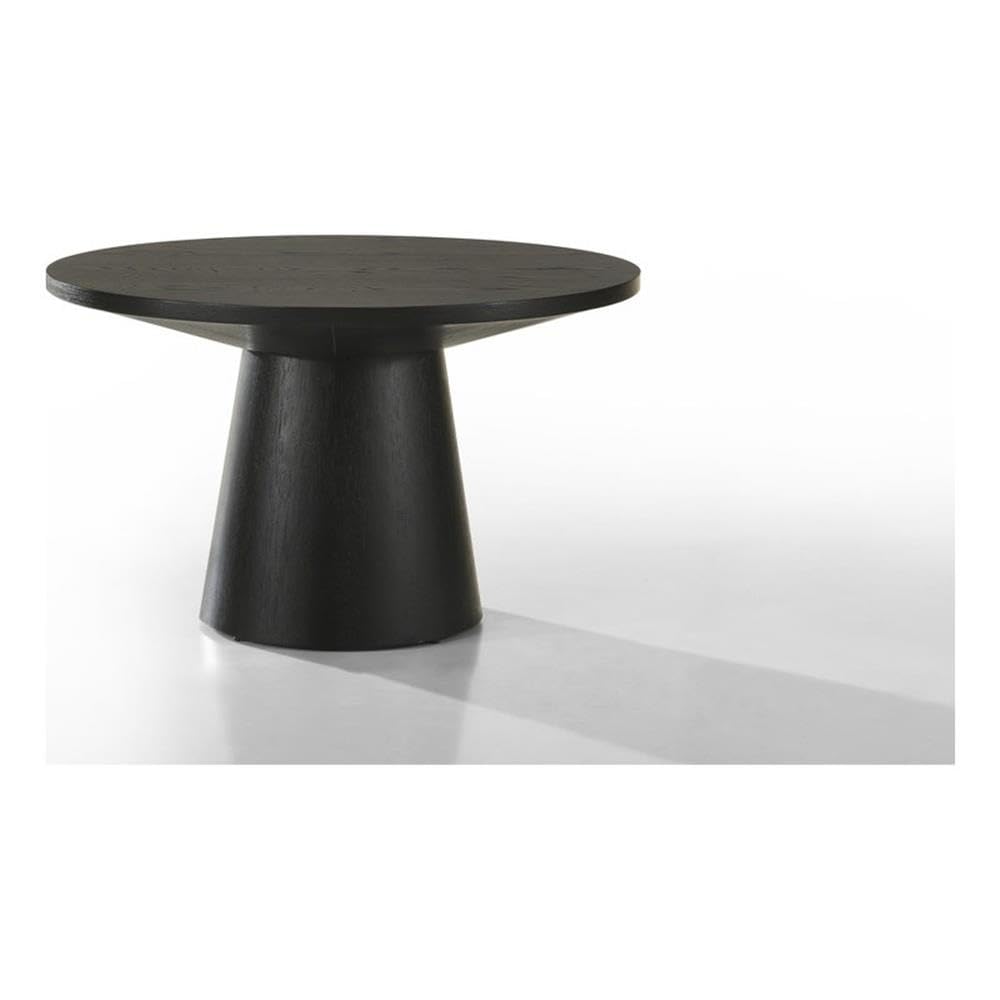 Ebony Black 29-inch Round Wood Coffee Table with Pedestal Base U22376