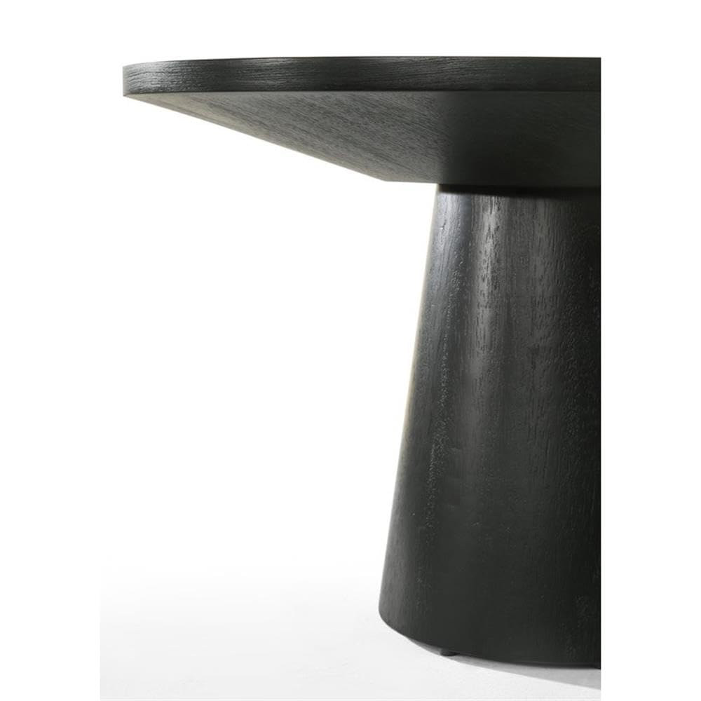 Ebony Black 29-inch Round Wood Coffee Table with Pedestal Base U22376