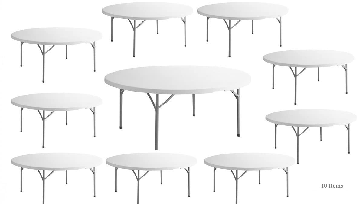 White 6-ft Plastic Folding Round Table Z6264