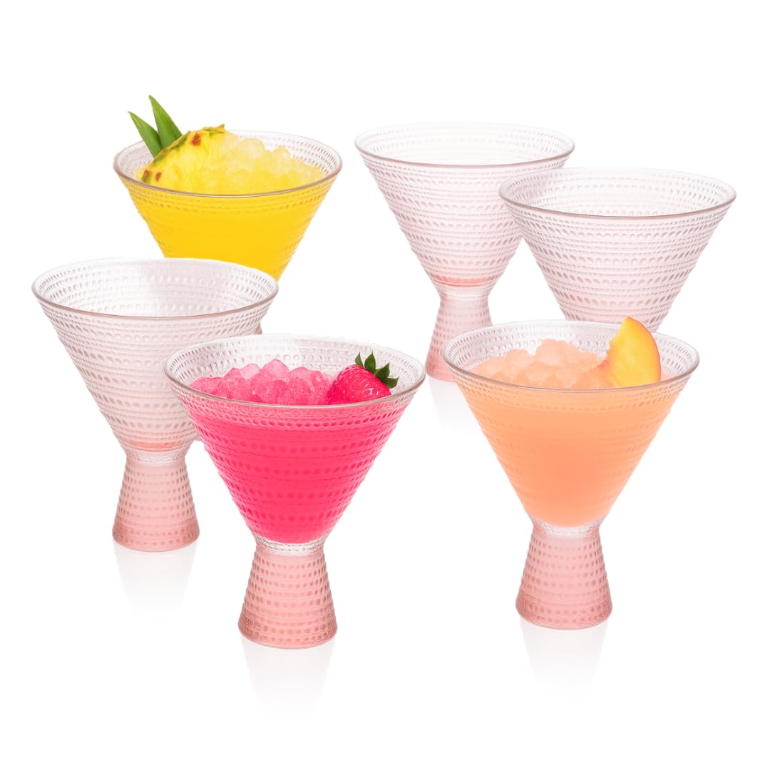 Pink & Clear 9oz Set of 6 Martini Glasses R41213