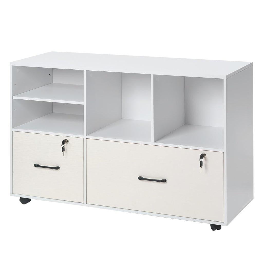 White 2 Drawer Wooden Lockable Mobile File Cabinet F989