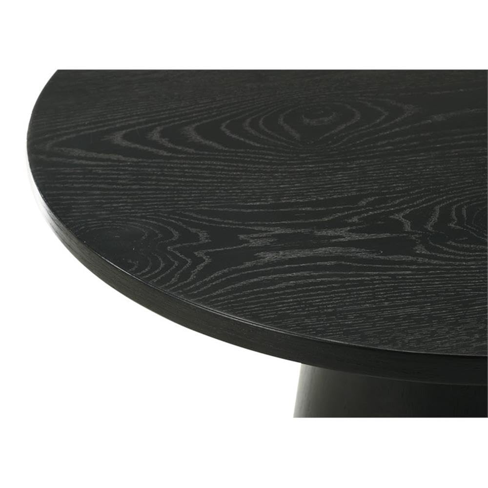 Ebony Black 29-inch Round Wood Coffee Table with Pedestal Base U22376