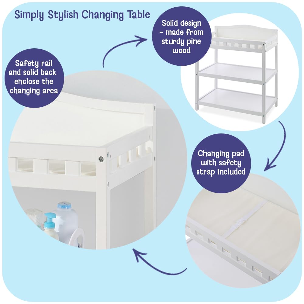 White Baby Changing Table with Pad & Storage Shelves A19987