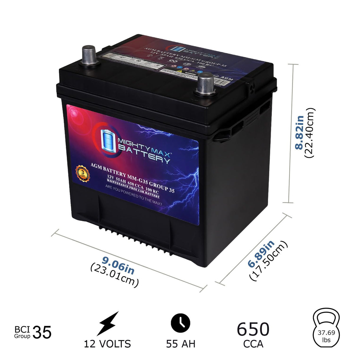 12V 55Ah AGM Replacement Battery I34807