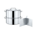 Extra Large Stainless Steel Stock Pot Steamer and Braiser Combo 40 QT Q93066
