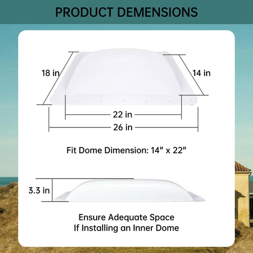 18" x 26" White RV Skylight Replacement I565412