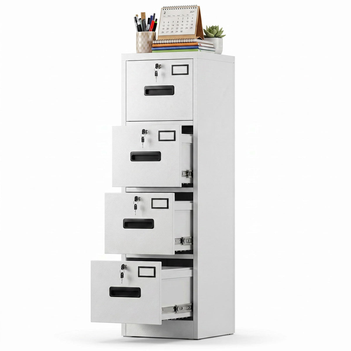 4 Drawer White Metal File Cabinet M800