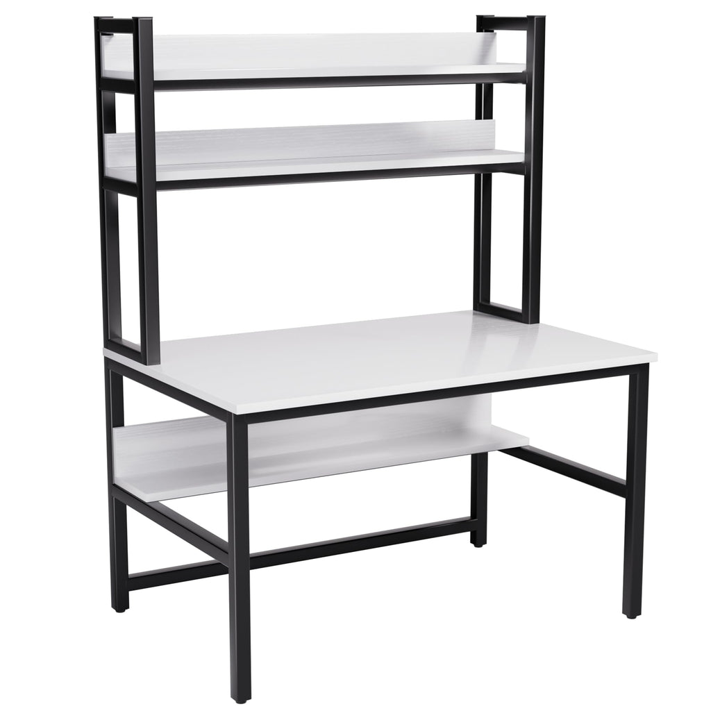 White Computer Desk with Hutch and Shelves X289