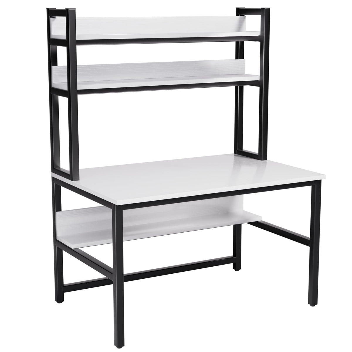White Computer Desk with Hutch and Shelves X289