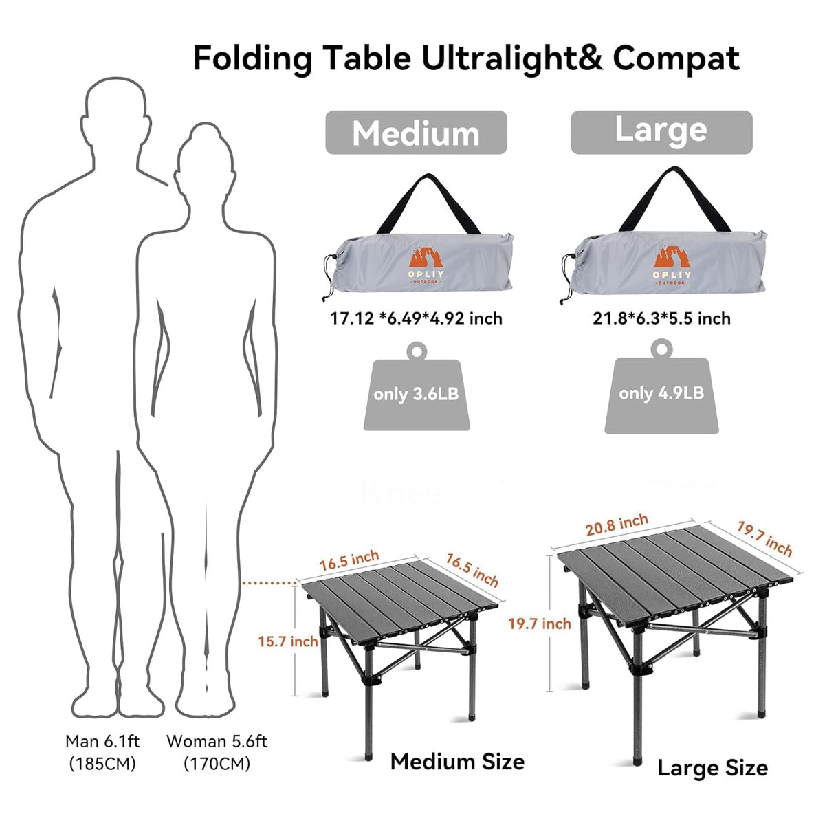 Portable Folding Aluminum Camping Table with Carry Bag S926