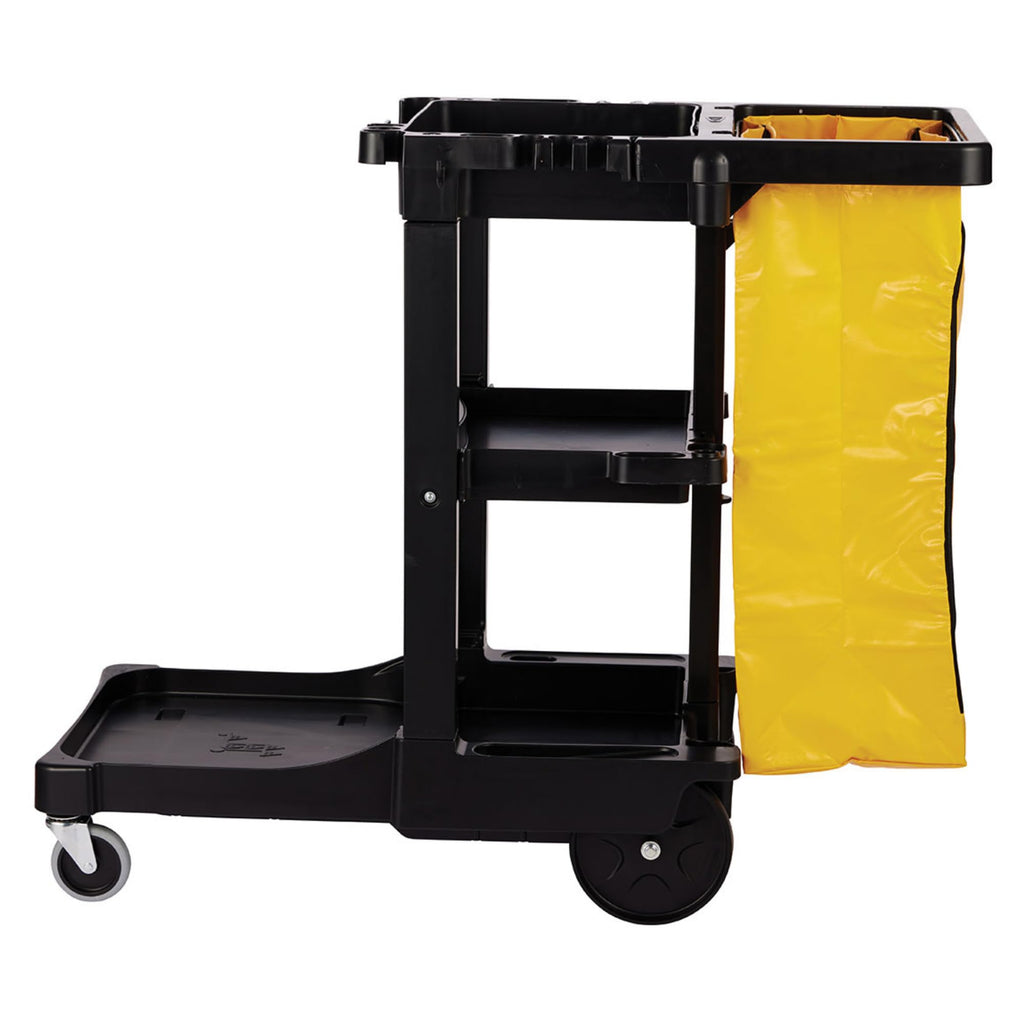 3-Shelf Wheeled Cleaning Cart with Yellow Vinyl Bag X73846
