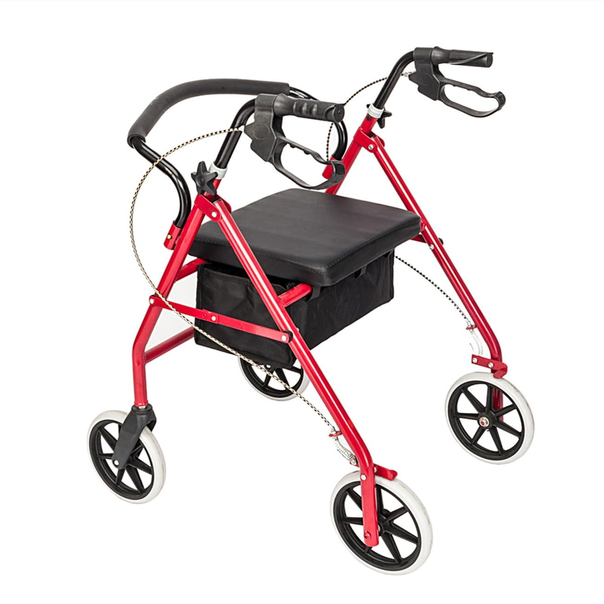Foldable Rollator Walker with Seat & Wheels, Height Adjustable, 286lbs Weight Capacity, Red C22277