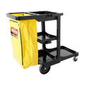 3-Shelf Wheeled Cleaning Cart with Yellow Vinyl Bag X73846