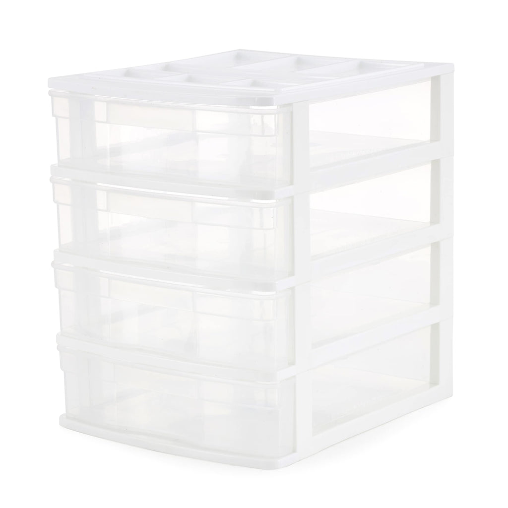 4-Tier White Plastic Drawer Organizer V77706