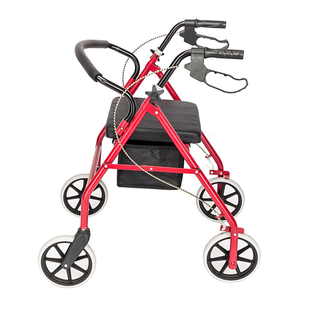 Foldable Rollator Walker with Seat & Wheels, Height Adjustable, 286lbs Weight Capacity, Red C22277