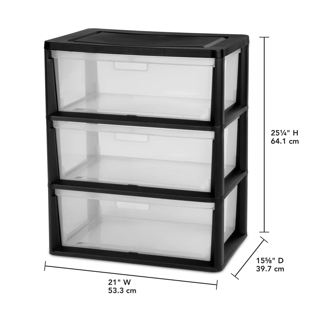 3 Drawer Clear Plastic Storage Cart B251
