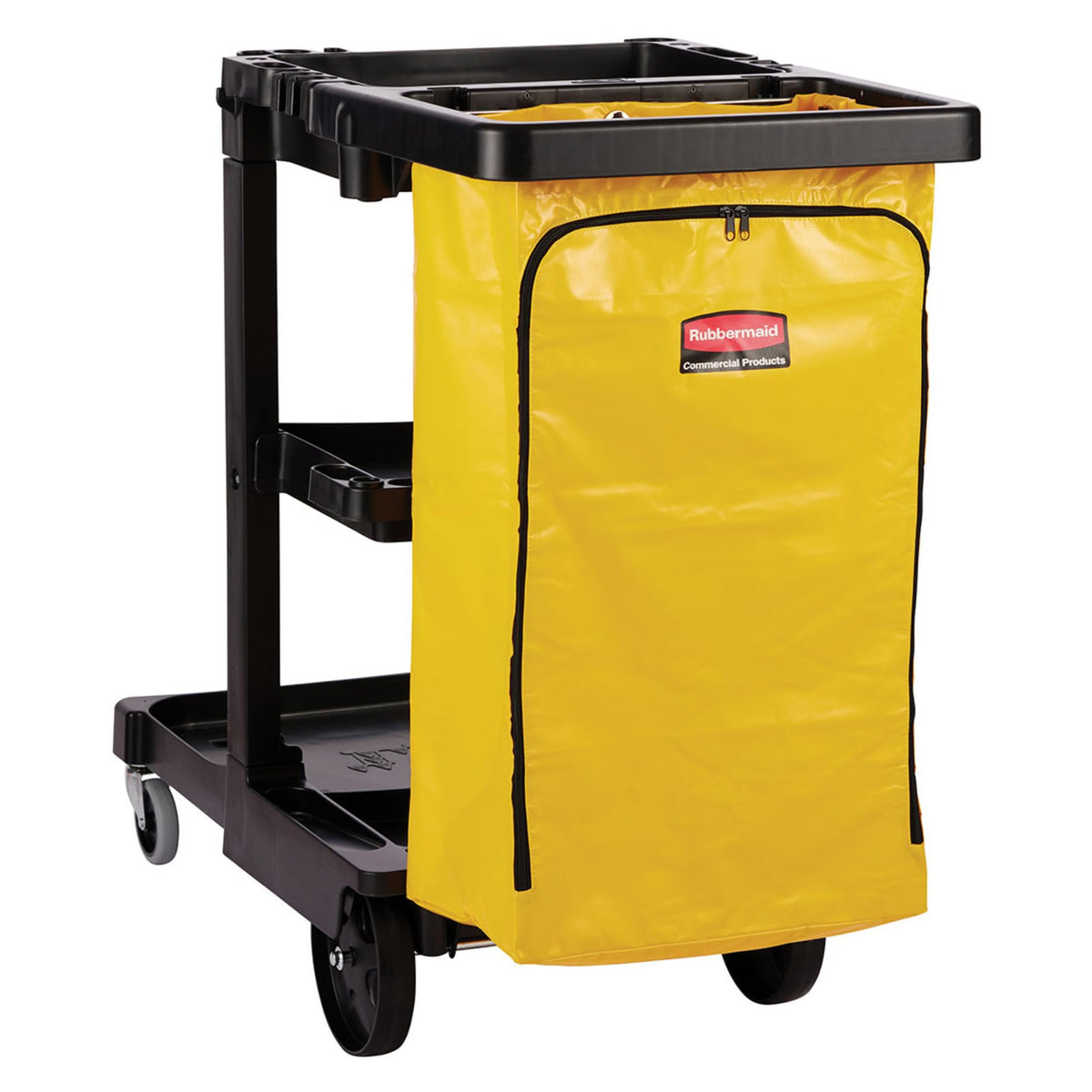 3-Shelf Wheeled Cleaning Cart with Yellow Vinyl Bag X73846