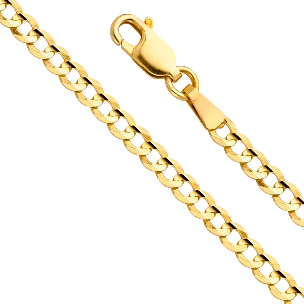 14k Yellow White Two Tone Gold Cuban Concave Curb Chain Necklace Bracelet K698