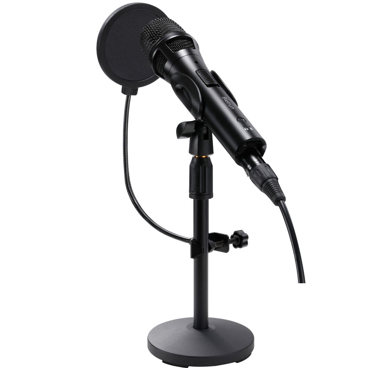 USB Dynamic Microphone with Desktop Stand, Pop Filter, Headphone Jack P66970