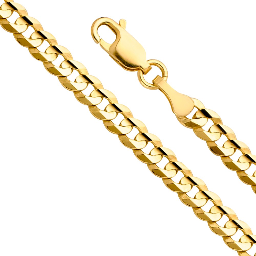 14k Yellow White Two Tone Gold Cuban Concave Curb Chain Necklace Bracelet K698