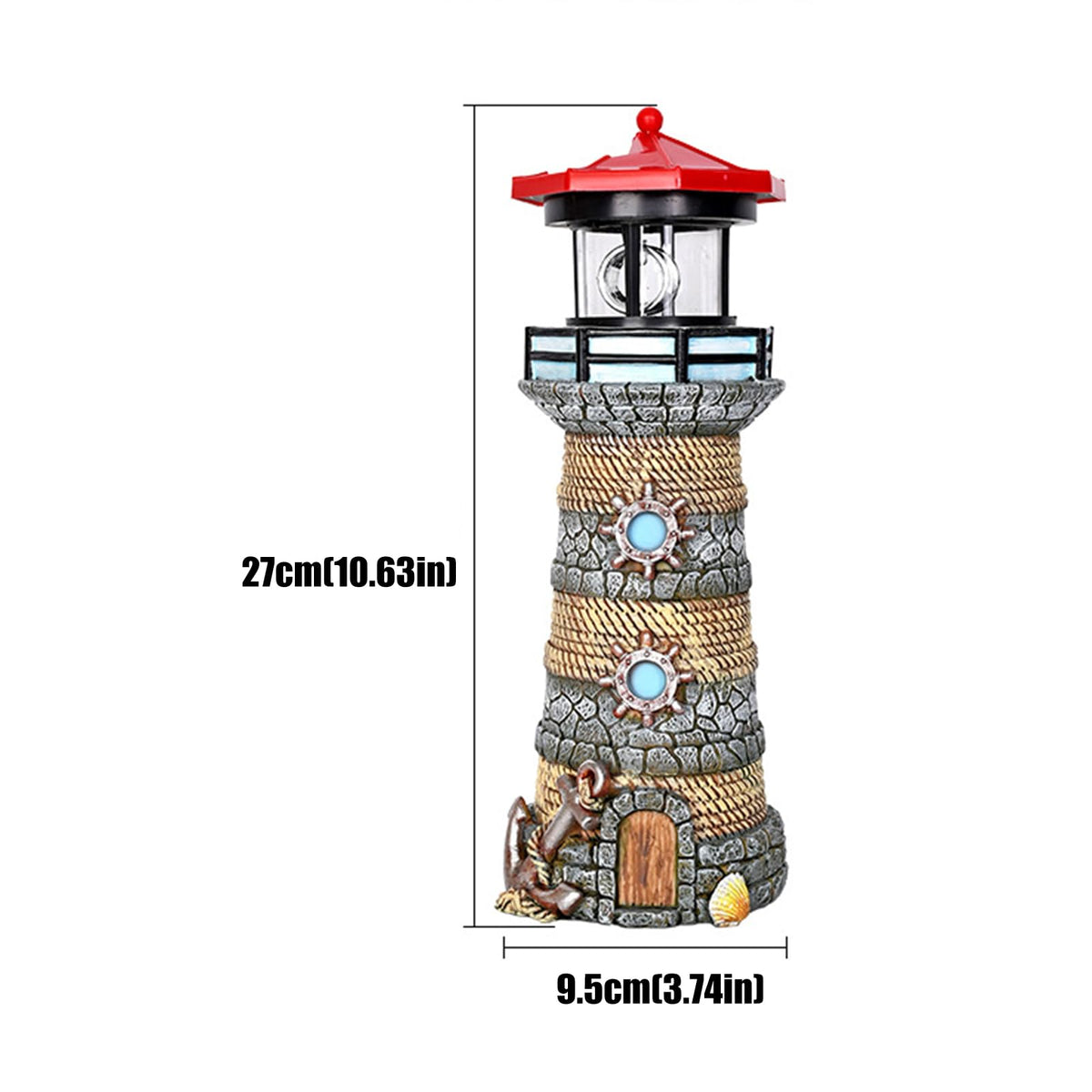 Solar Powered Resin Lighthouse Ornament L962