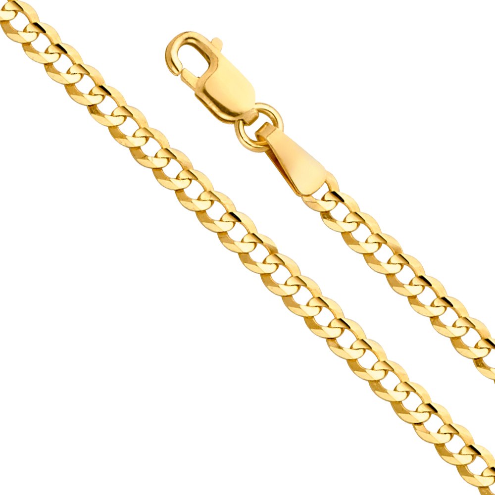 14k Yellow White Two Tone Gold Cuban Concave Curb Chain Necklace Bracelet K698