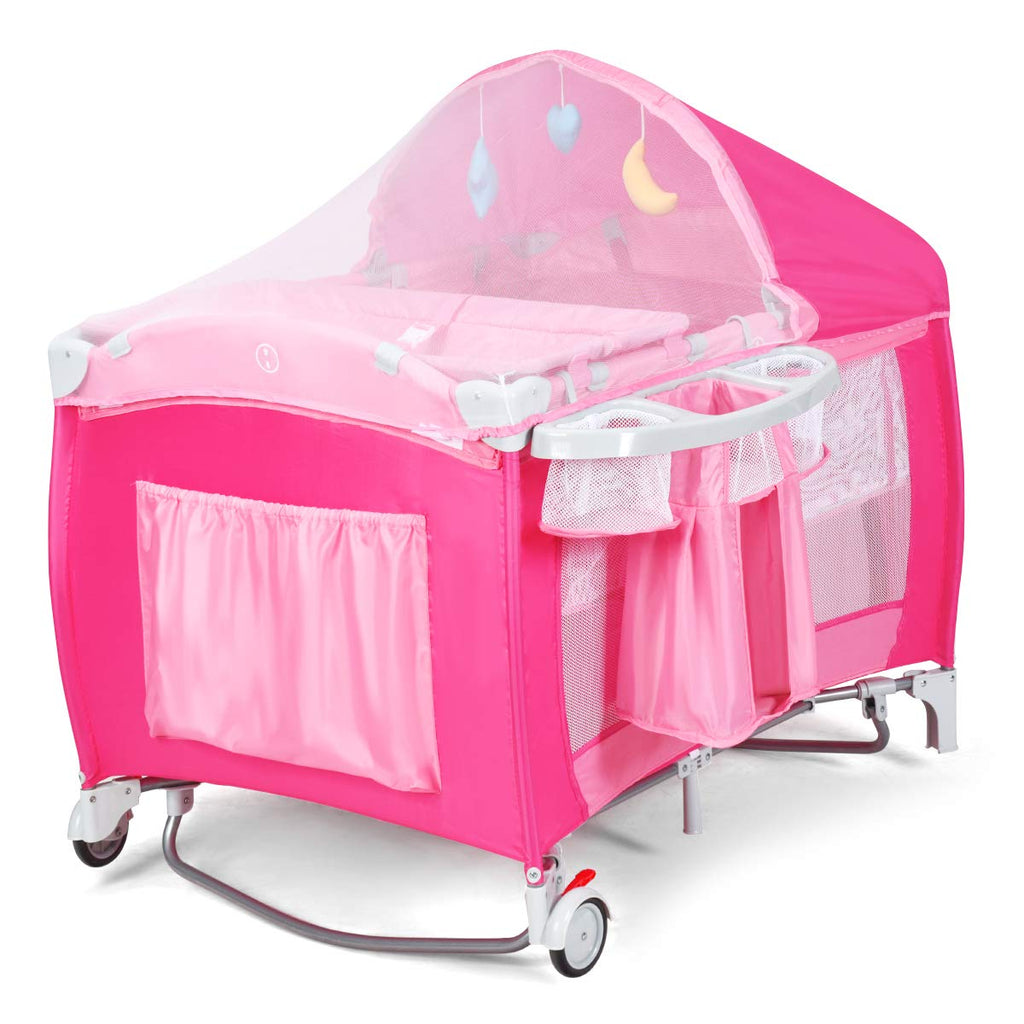 4 in 1 Pink Pack and Play with Bassinet M1842