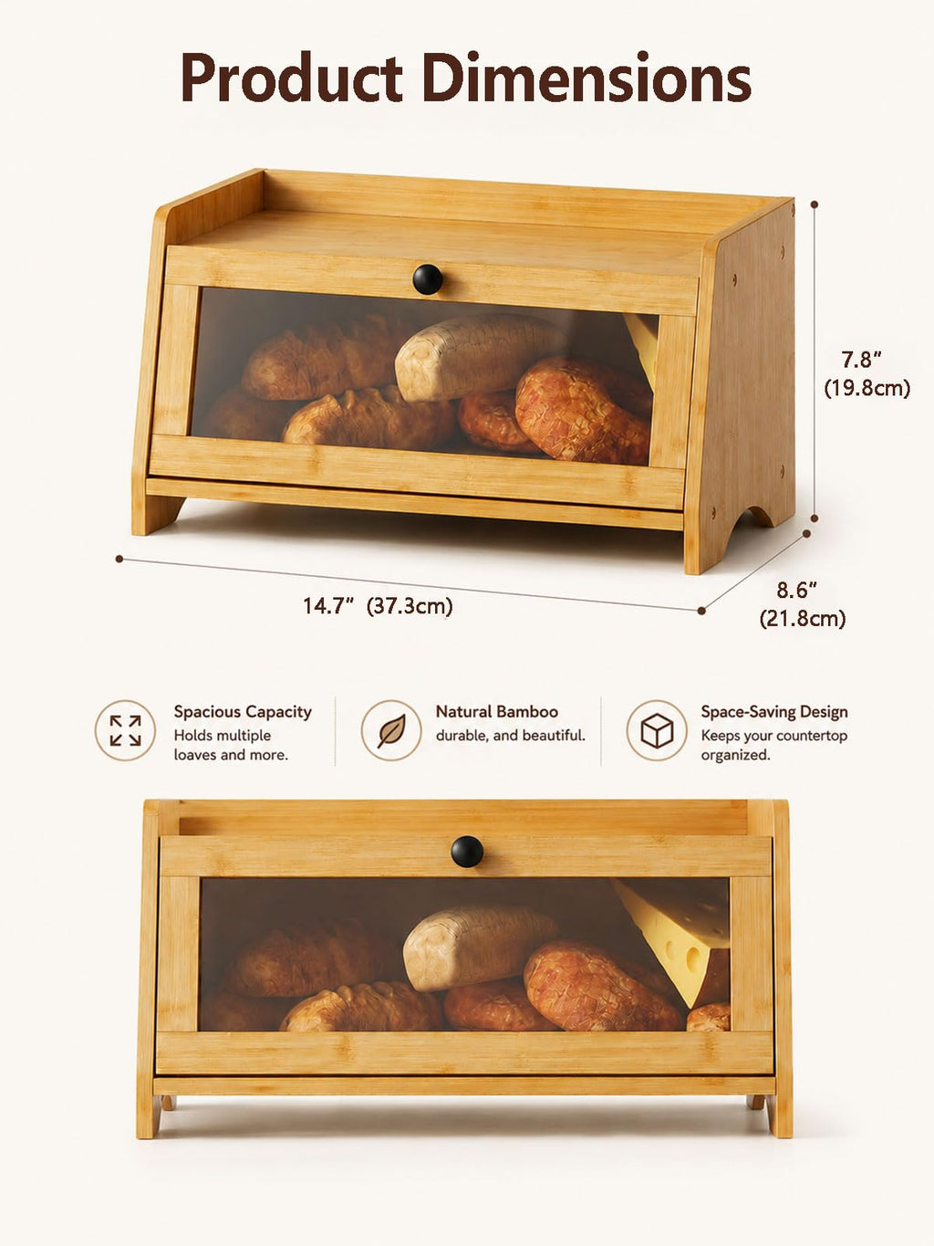 Bread Box with Top Shelf, 1 Tier T323