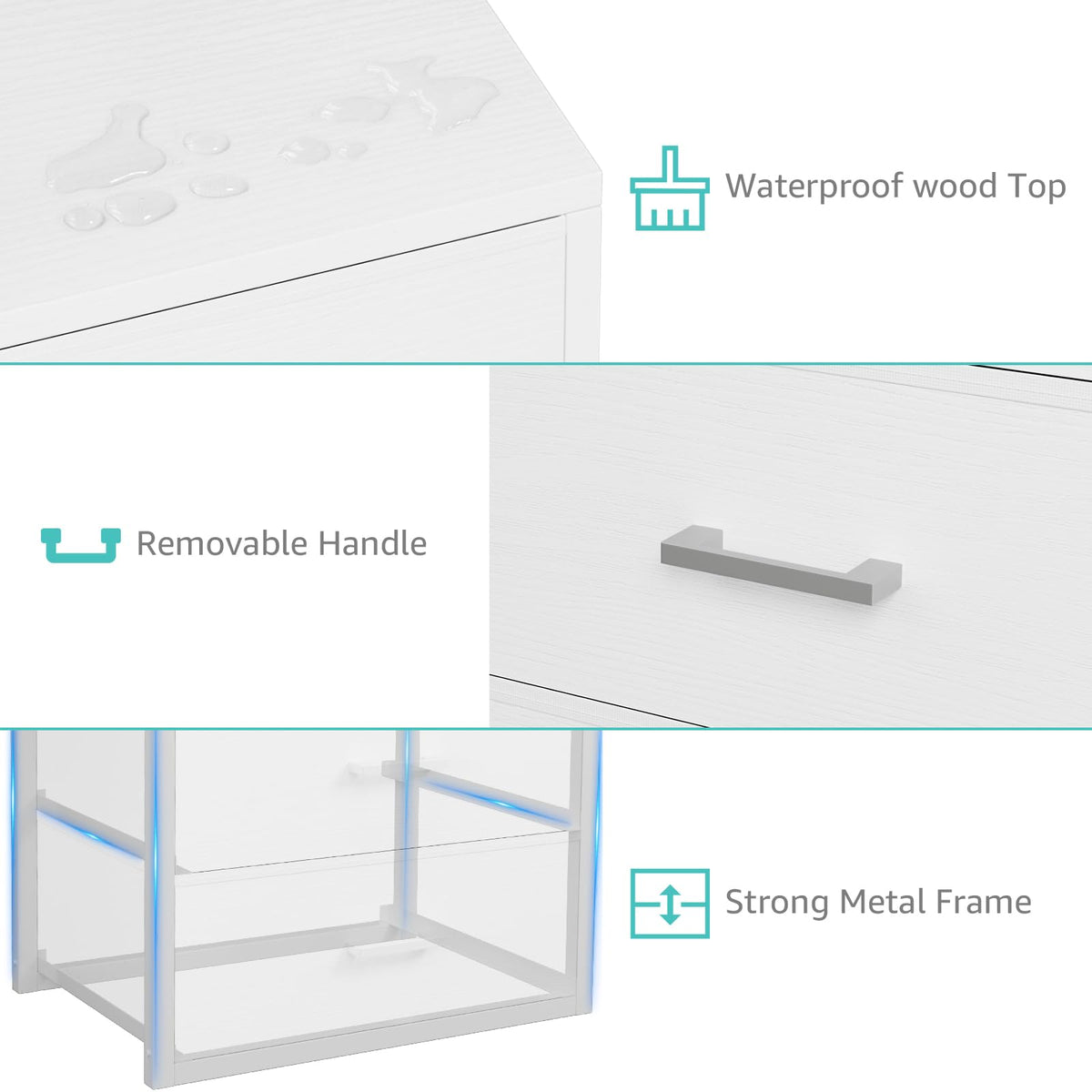White 3 Drawer Dresser J4729