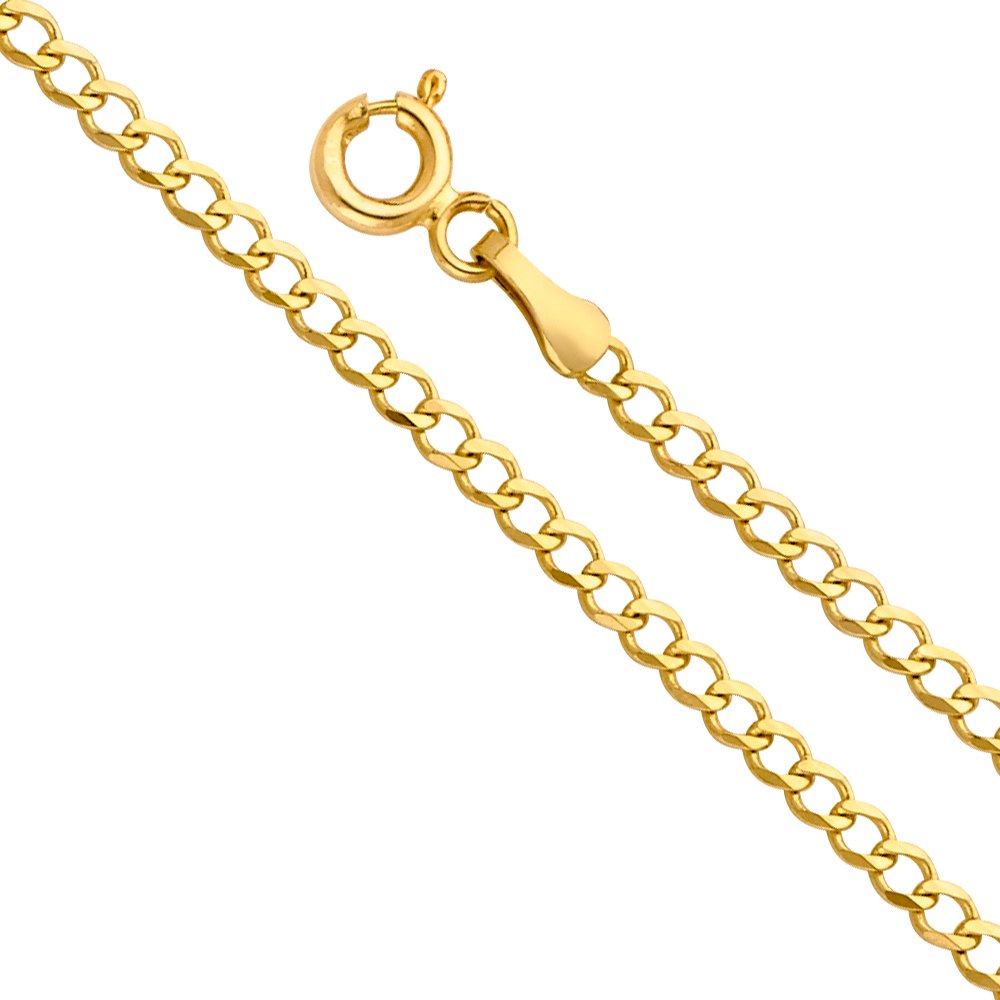 14k Yellow White Two Tone Gold Cuban Concave Curb Chain Necklace Bracelet K698