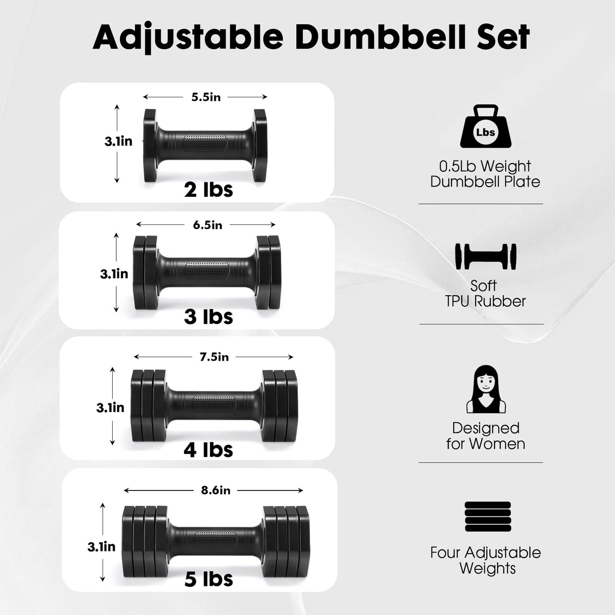 Adjustable Dumbbell Set 2lb 3lb 4lb 5lb B84796