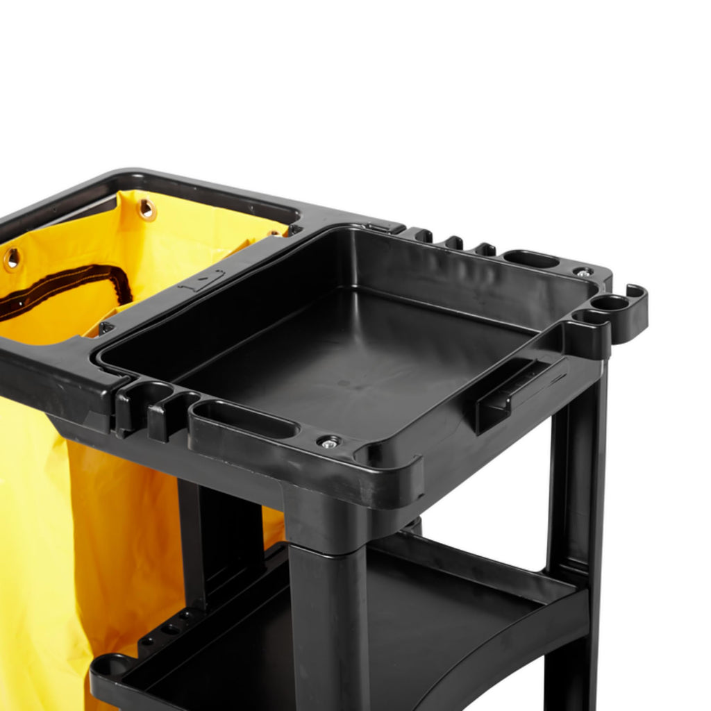 3-Shelf Wheeled Cleaning Cart with Yellow Vinyl Bag X73846