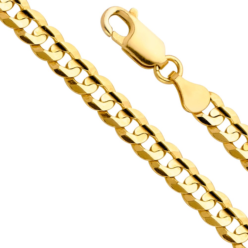 14k Yellow White Two Tone Gold Cuban Concave Curb Chain Necklace Bracelet K698
