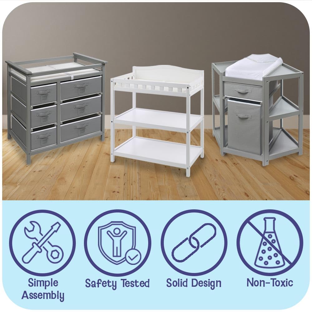 White Baby Changing Table with Pad & Storage Shelves A19987