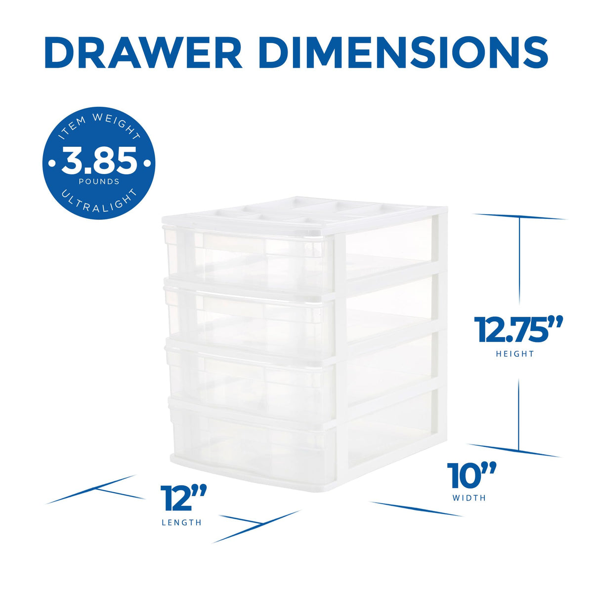 4-Tier White Plastic Drawer Organizer V77706