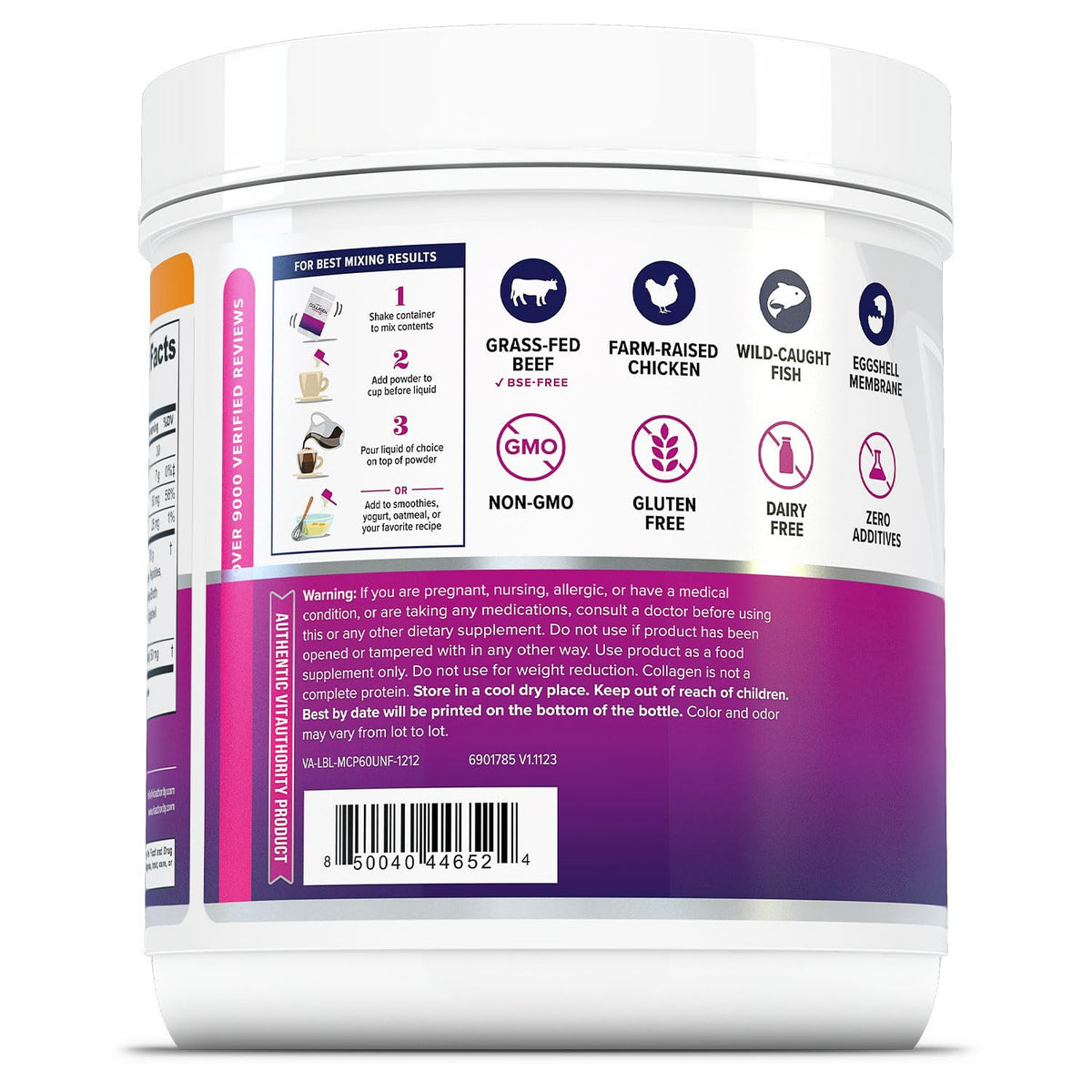 Unflavored Hydrolyzed Multi Collagen Peptides Powder 60 Servings W252