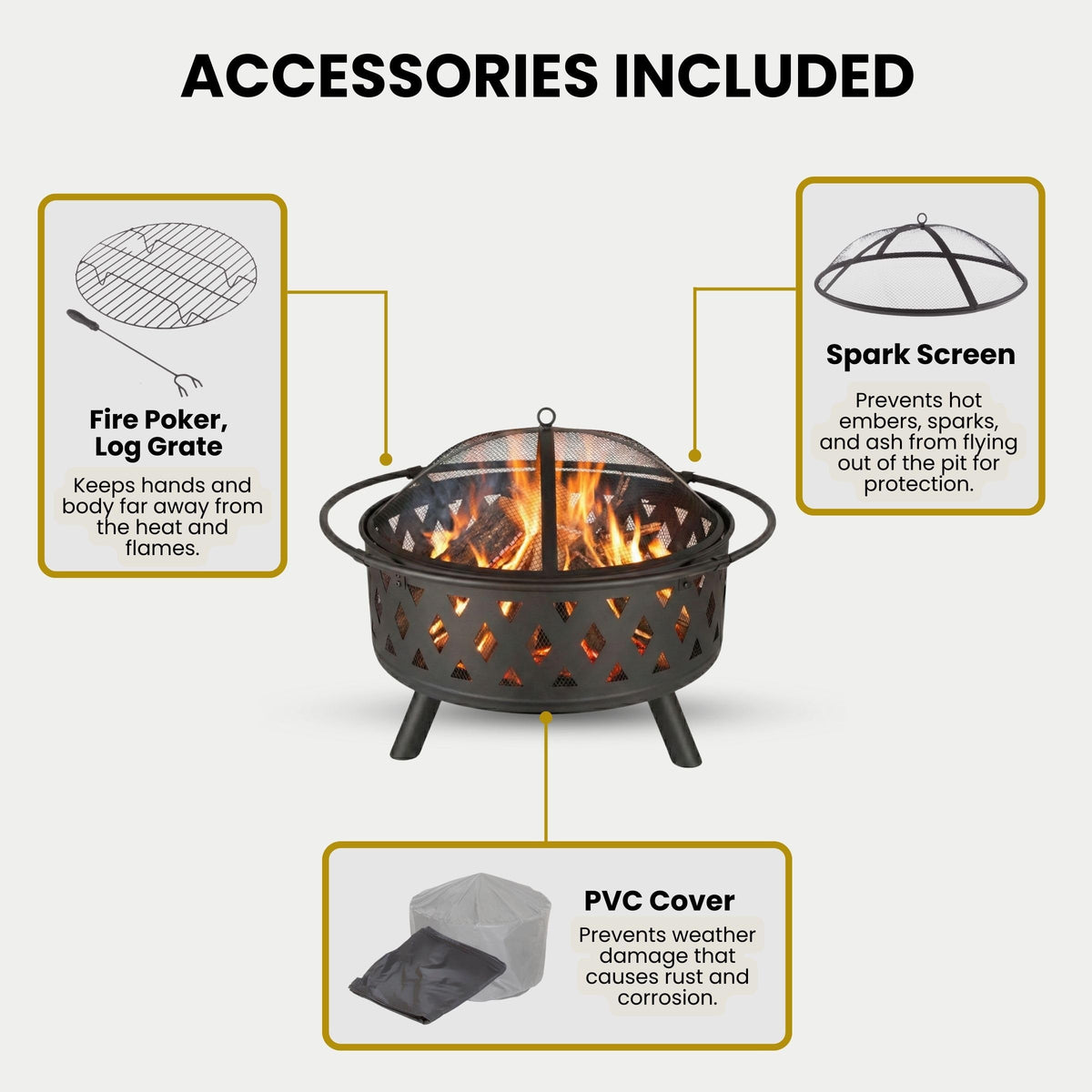 Black 32-Inch Outdoor Fire Pit L30658