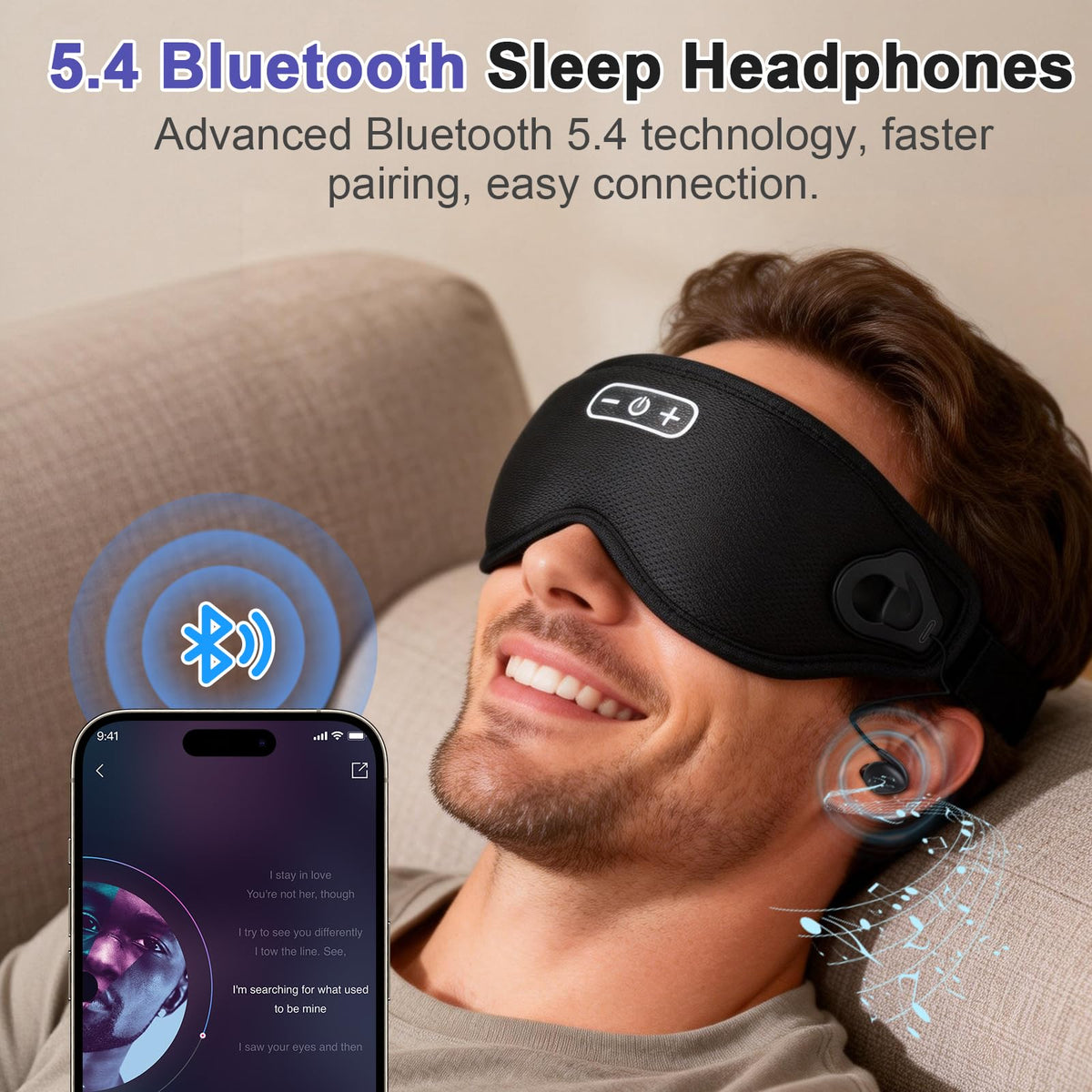 Wireless Bluetooth Sleep Headphones and Blackout Sleep Mask B566
