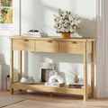47.2" Narrow Console Table with 3 Drawers & Charging Station, Oak I890044