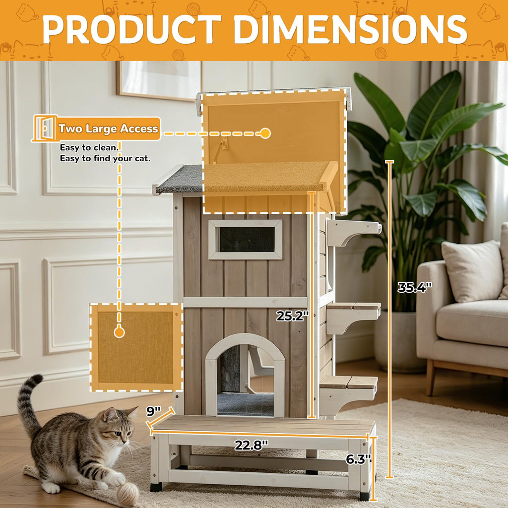Weatherproof Wooden Outdoor Cat House I953