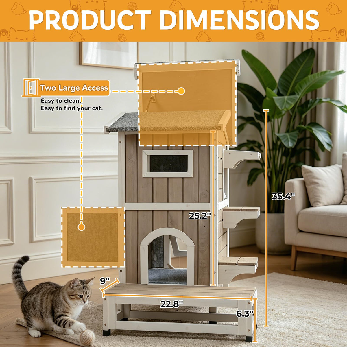 Weatherproof Wooden Outdoor Cat House I953