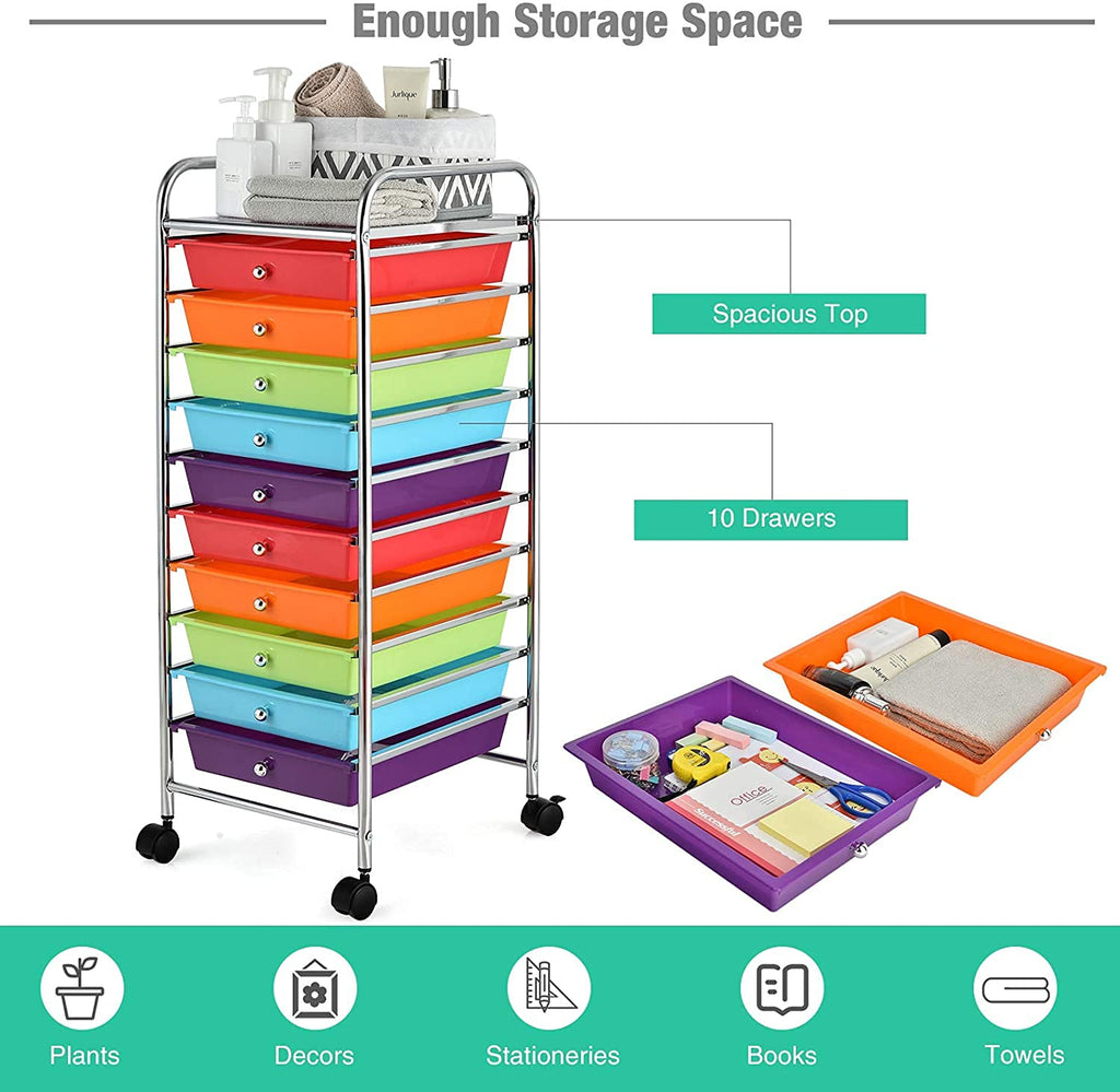 10 Drawer Rolling Storage Organizer Cart V68723
