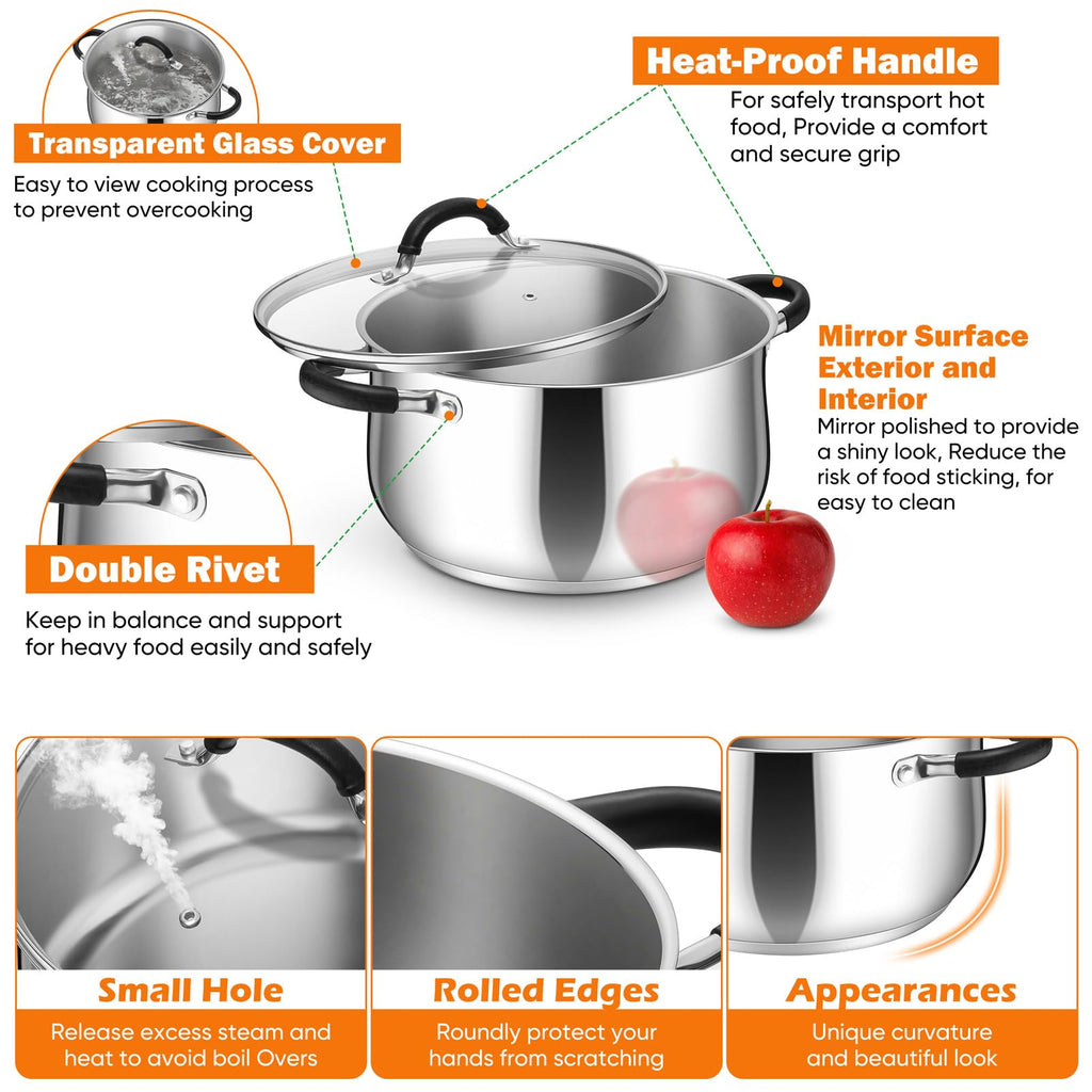 6 Quart Stainless Steel Stock Pot E498