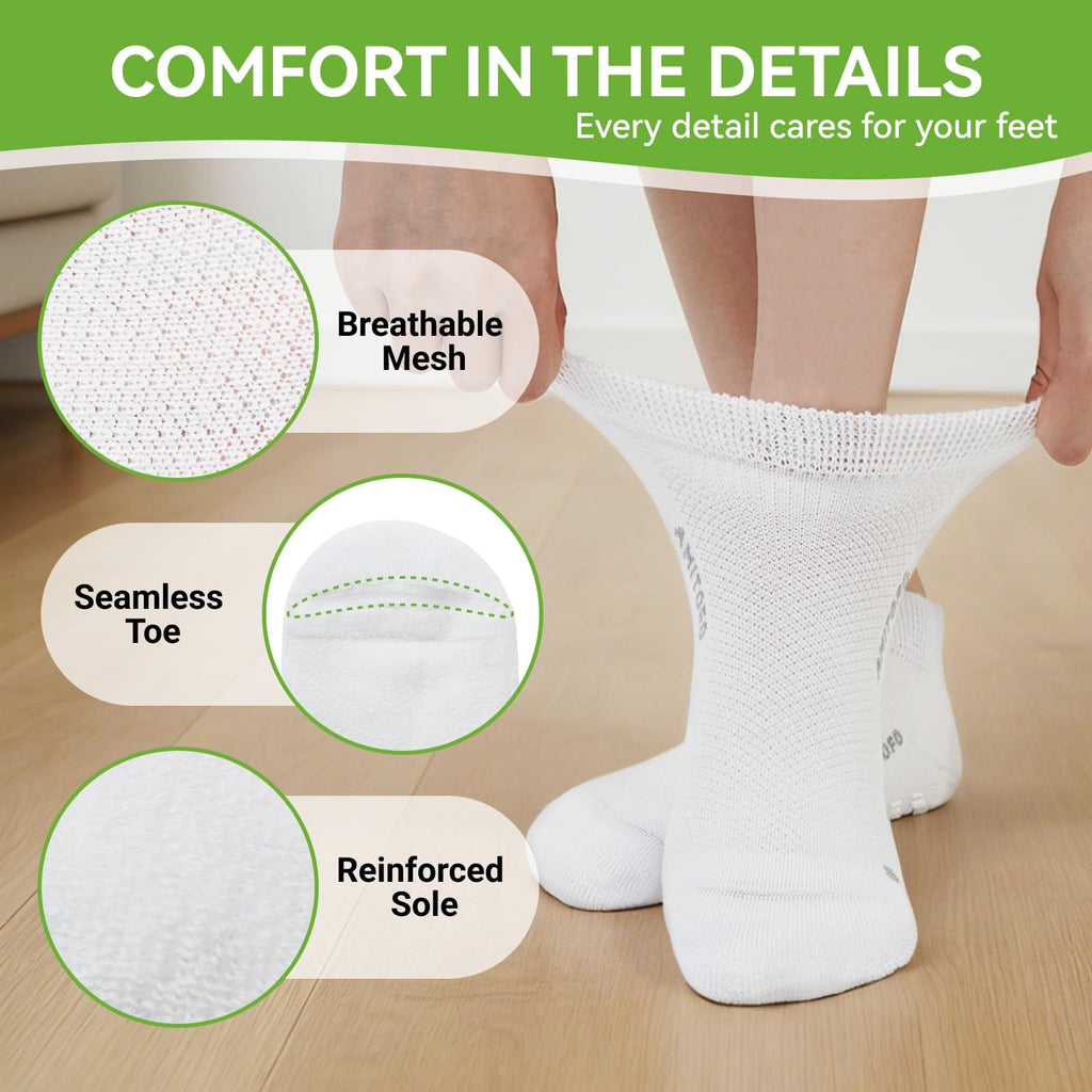 Diabetic Non-Slip Wide Cuff Bamboo Viscose Ankle Socks 6 pairs B6538