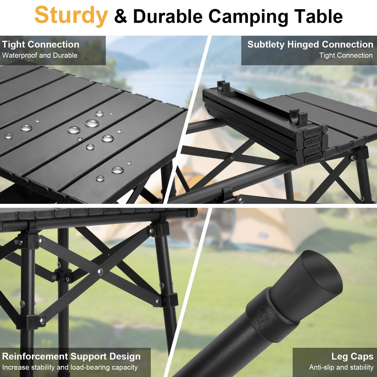 Folding Camping Side Table, Adjustable Height C90178