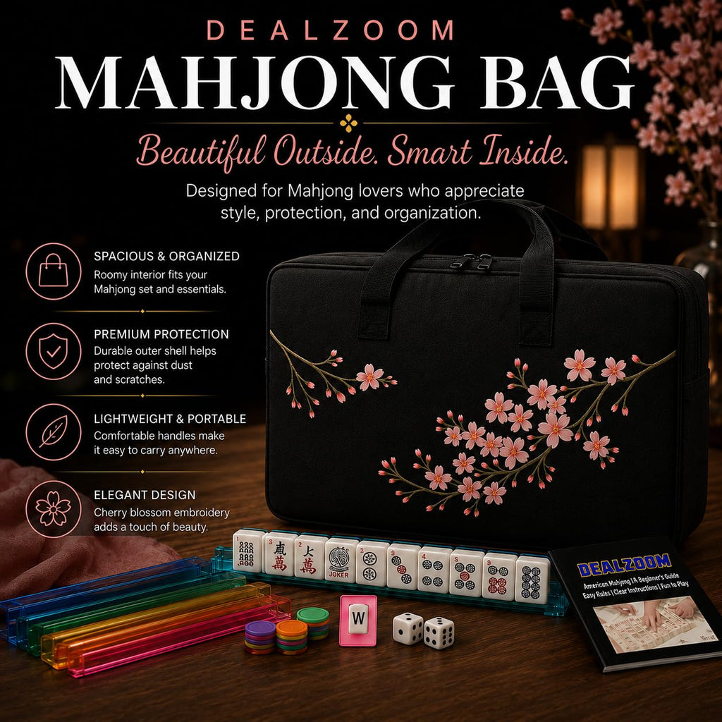 Complete American Mahjong Set with 166 Tiles, Racks, Pushers, Dice, Chips, Instructions & Bag S582161