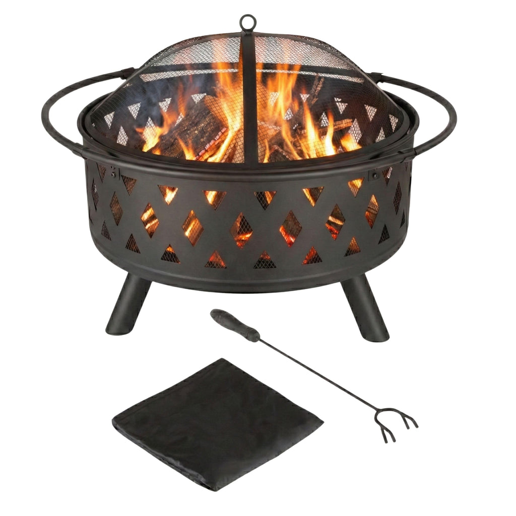 Black 32-Inch Outdoor Fire Pit L30658
