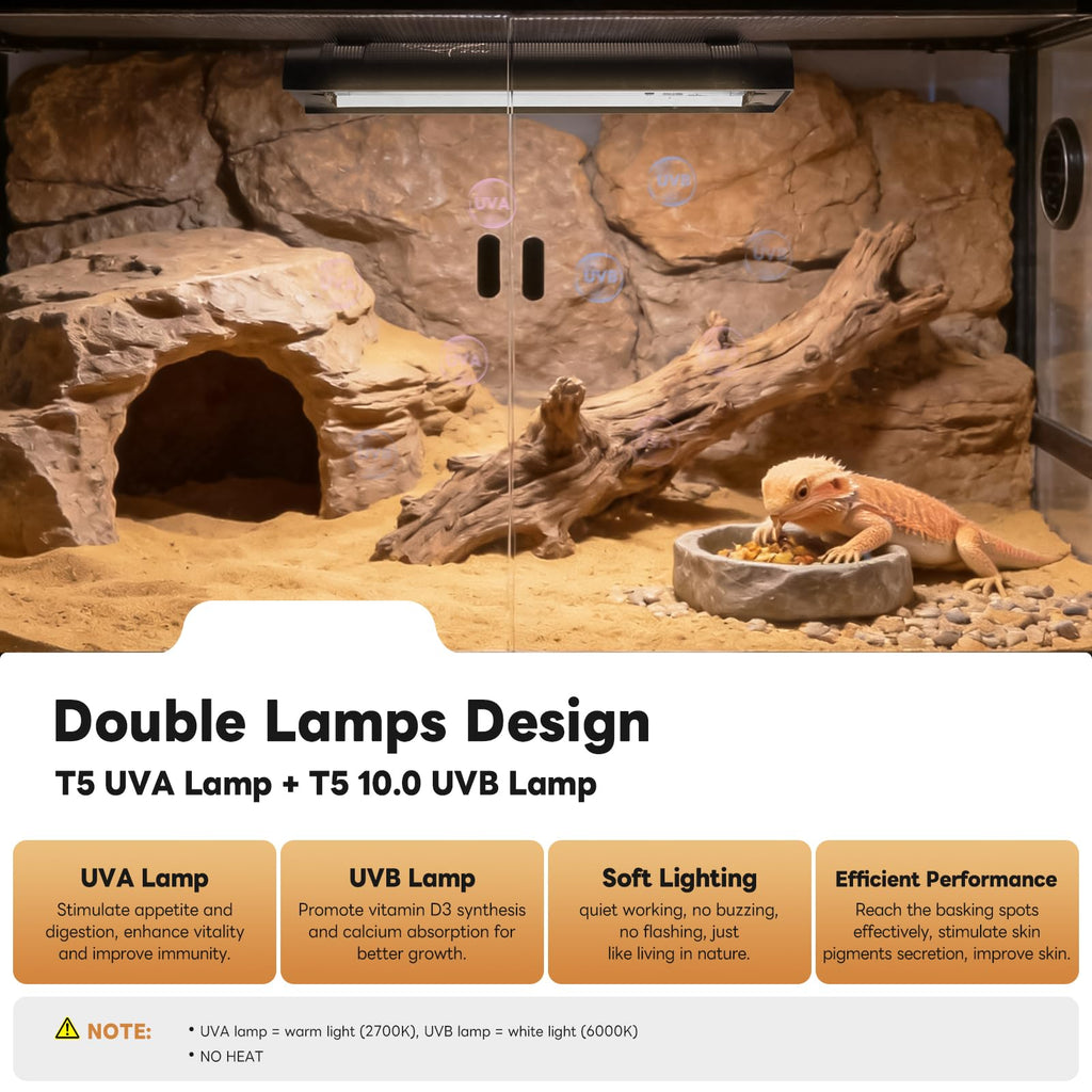 12 Inch UVB Reptile Light Fixture with Timer D8422