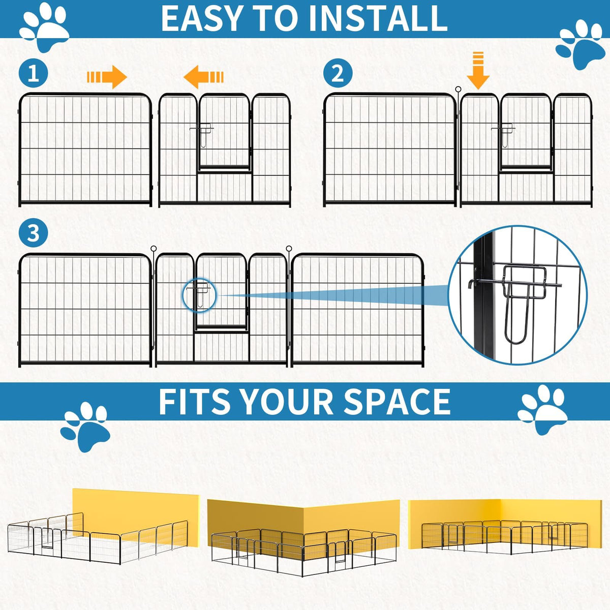 40 Inch 16 Panels Metal Dog Playpen X3414