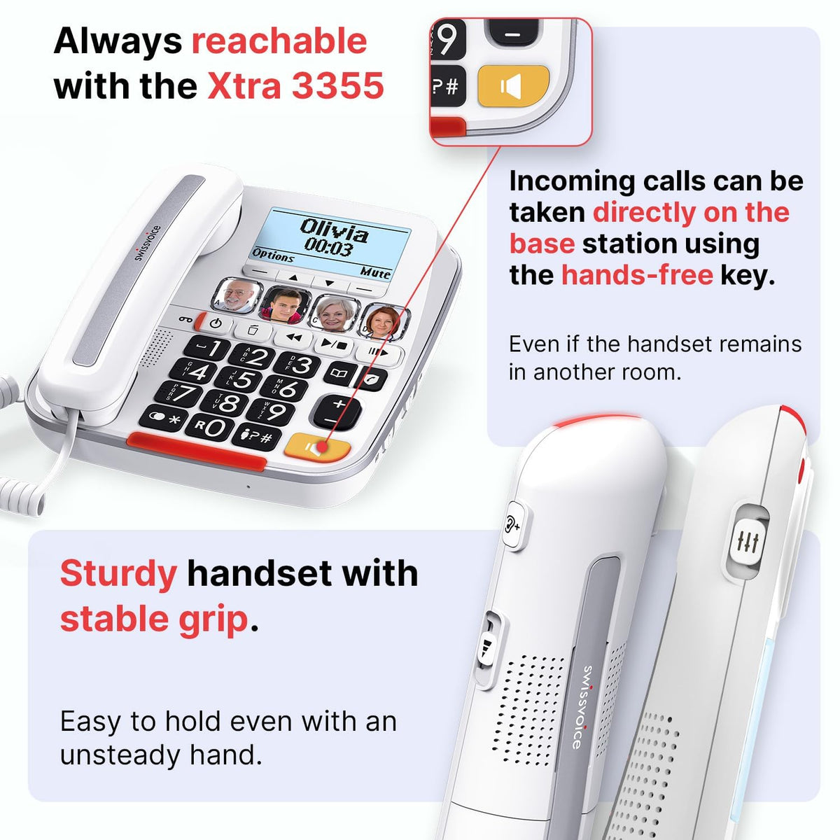 Big Button Phone with Answering Machine and Cordless Handset P6259